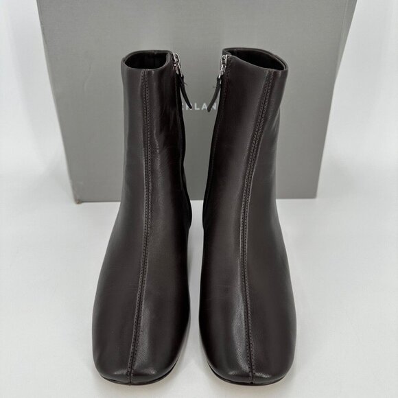 Everlane The Day Boot Dark Brown Leather size 9 Side Zip Ankle Bootie Square Toe - Picture 6 of 10